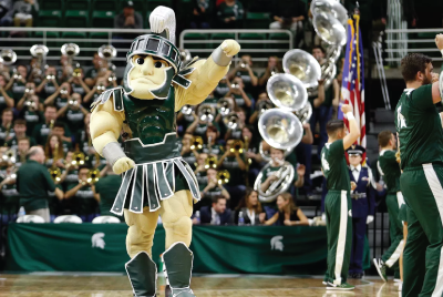 Sparty at a Basketball game