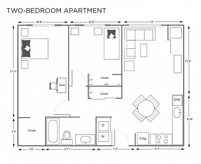 Two bedroom Floor plan
